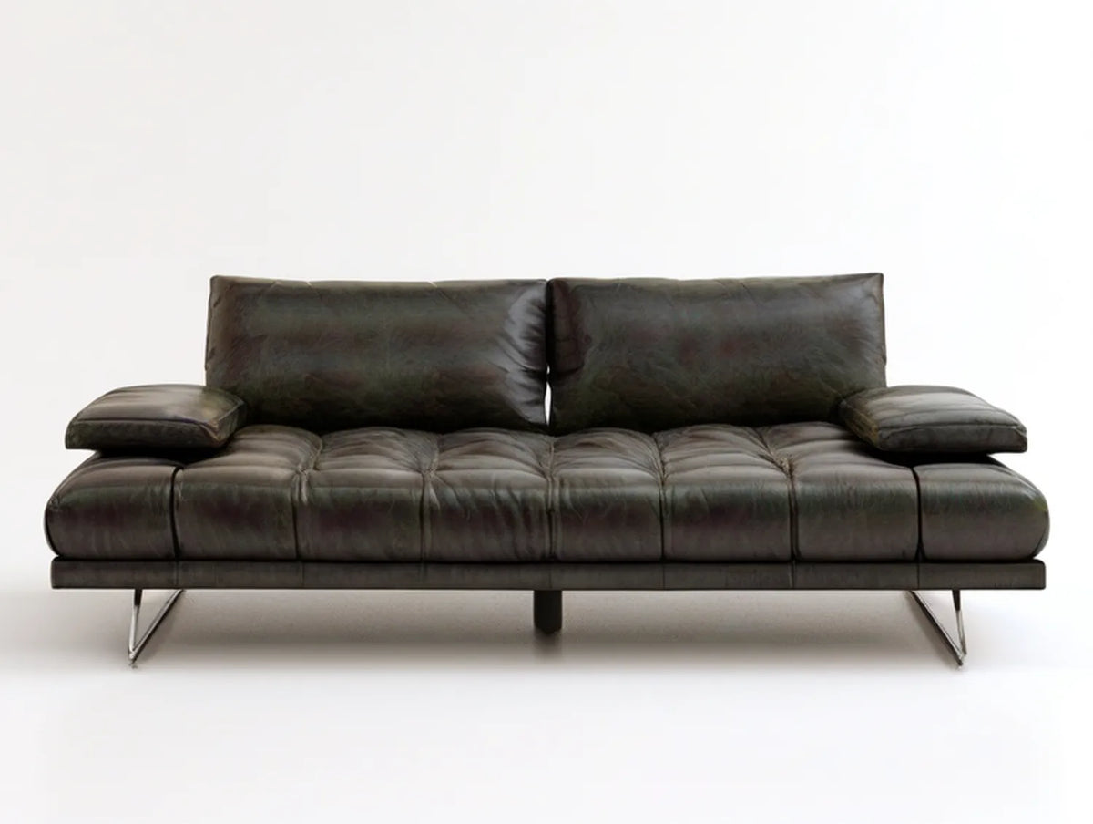 86.6 in Black PU Leather 3-Seat Sofa with Tufted Cushions and Metal Legs