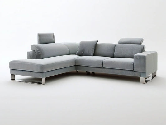 Left-Facing Gray/Silver Sectional Sofa with Chaise, 118.1 x 65.0 x 33.9 in.
