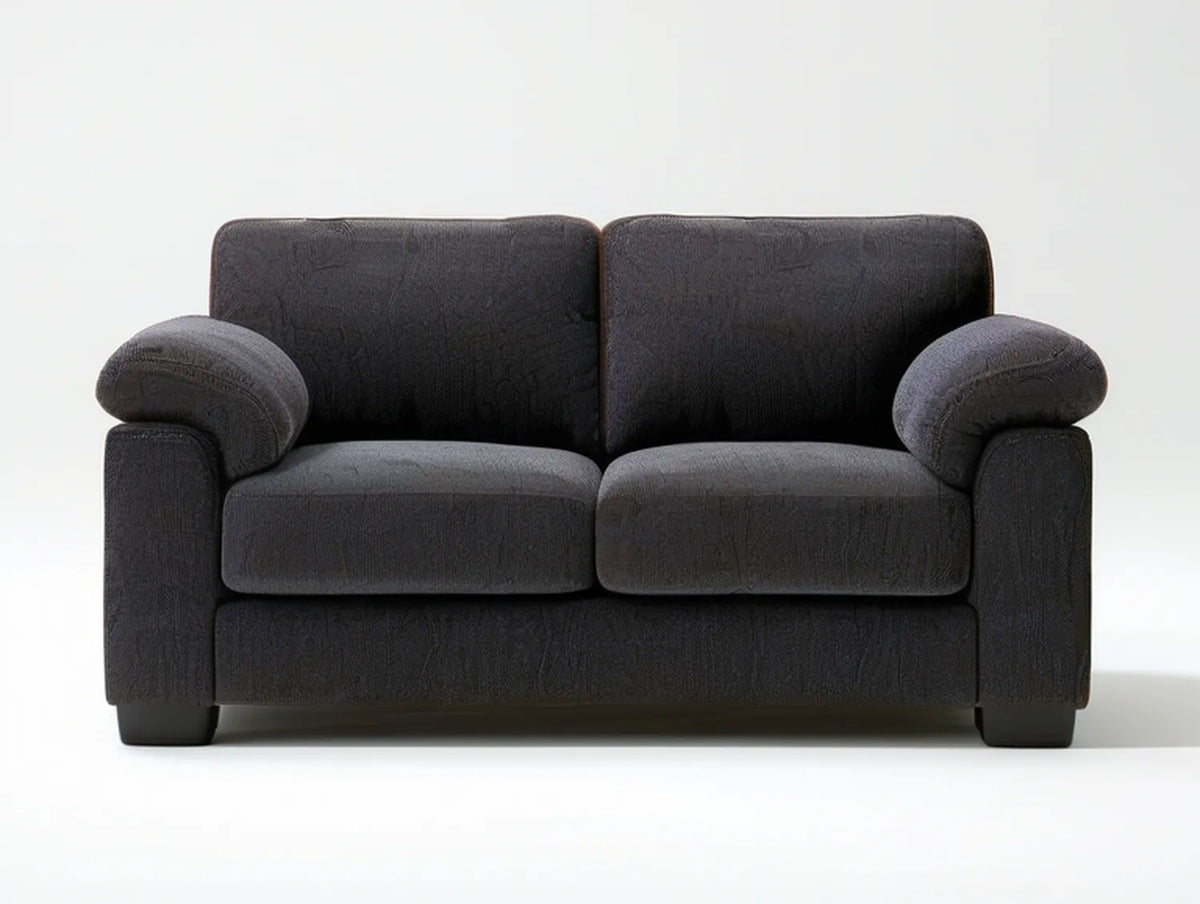 Black 2-Seat Polyester Upholstered Loveseat, 63 x 35 x 34 in